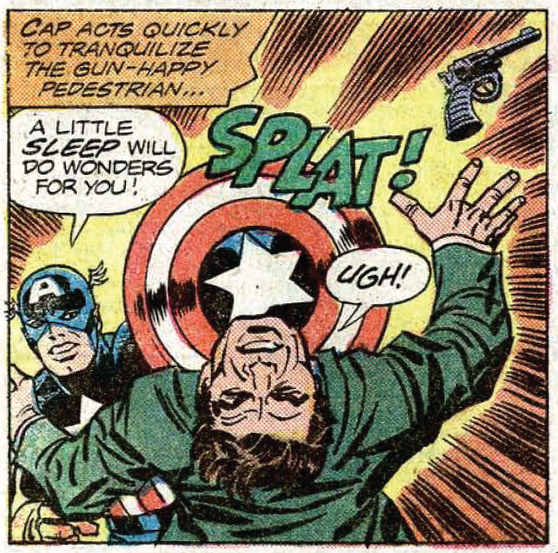 The fifth panel of page 6, from Captain America #193 (January 1976), edited, written, and drawn by Jack Kirby.